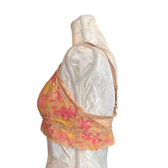 Aerie Pink Floral Lace Bralette Large - Picture 3 of 7